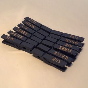 Mini Yen Clothespins Sun, Moon, Fire, Stars, Air.. For Notes Pics